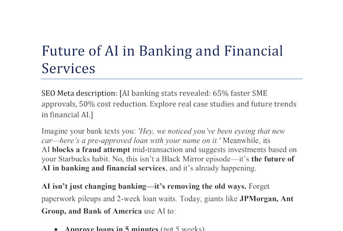 write ai content for finance , banking and tech platforms